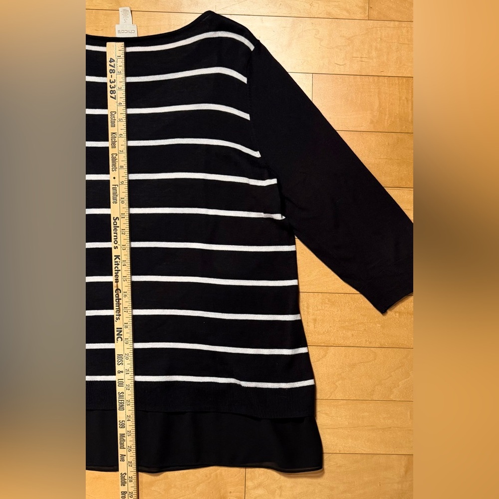 Chico's Cotton Rayon Blend Tunic Extra Soft & Light w. Chiffon Hem Sz 3 (XL /16) - Picture 6 of 8